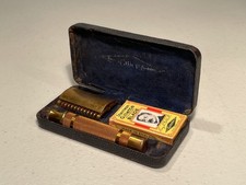 Vintage Gillette 1930s Gold-Plate New Gillette Razor in Simulated Snakeskin Case