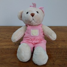 Vintage Rainbow Designs Teddy Bear Plush Soft Toy Pink Dungarees