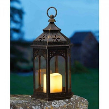 Moroccan Brushed Effect Cozy LED Lantern Battery Hanging/Standing Indoor/Outdoor