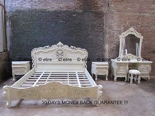 > BEDROOM SET < ANY SIZE SUPER KING Double White Black cream French ROCOCO bed 