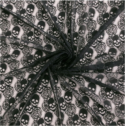 Black skull lace - skull, fabric