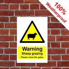 Warning sheep grazing Please close the gates weatherproof sign COUN0085