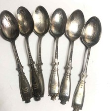 7828 Antique Lot of 6 Sterling silver spoons engraved "M" 92.5g collect/scrap