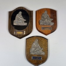 3 Vintage White Metal And Oak