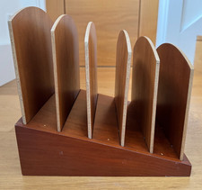 VINTAGE LEVENGER WOODEN DESKTOP FILE ORGANISER SORTER 5 SECTION MCM