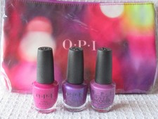 OPI  Nail Polish/Varnish ~ Purple/Plumb Shades & Make up Bag ~ 3 X 15ml 