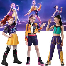 Kids Girls K Pop Demon Hunters Cosplay Costume Rumi Mira Zoey Fancy Dress Outfi