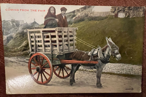 Antique donkey cart - , postcard