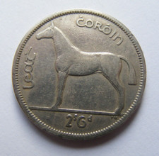 1951 Irish Half Crown Coin Old Ireland 1/2c Horse First Year Of Type