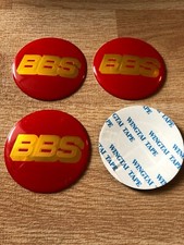 4x Stickers Caps 65mm For BBS Wheel Cap Centre Emblem  Red / Gold