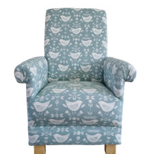 Fryetts Narvik Scandi Fabric Adult Chair Seafoam Duck Egg Armchair Birds Nursery
