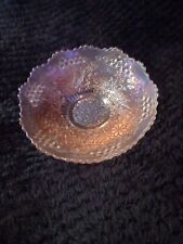 Irdescent Fenton White Carnival Glass Leaf Chain Pattern Bowl 7' Unique Vintage 