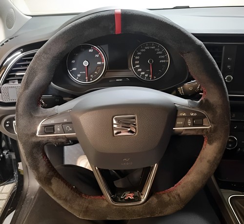 Suede steering wheel cover red - suede,