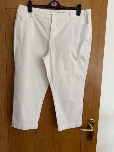 Ladies jeans white cropped - jeans,