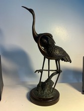 Vintage Bronze Finished Pair of Cranes in Flight Decorative Art Sculpture