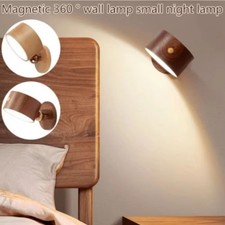New Wooden Wall Mounted Lamp 360° Rotating Touch Control LED Wall Sconce USB