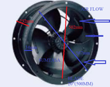500mm Industrial Duct Fan Cased Axial Commercial Kitchen Canopy Extractor 500S-T