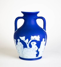 Wedgwood Blue Jasperware Portland Vase 6" Made in England Circa 1929