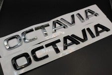 Gloss Black/Chrome Silver OCTAVIA For SKODA Badge Rear Trunk Boot