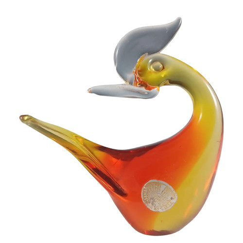 Murano red amber glass swan - red,