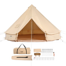 VEVOR Canvas Bell Tent 5m/16.4ft 4-Season Camping Yurt Tent with Stove Jack