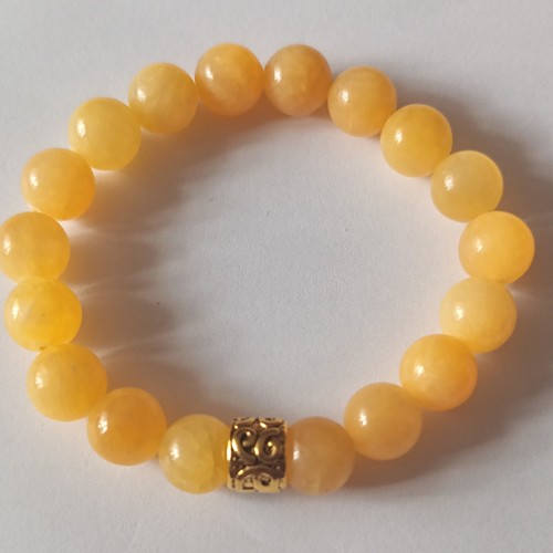 Yellow jade beaded stretch - jade,