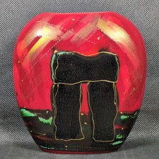Anita Harris Purse Vase ~ STONEHENGE ~ Signed To Base In Gold - Ht 12.7cm