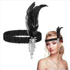 Hair Accessories Bridal Headpiece Feather Headband Headdress Gatsby Flapper UK