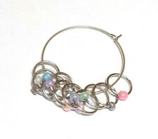 Set of 10 glass seed bead stitch markers rainbow colours handmade for knitting