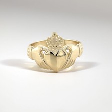 9ct Yellow Gold Mens Irish Claddagh Ring Hallmarked Solid Gold Size Q-Z+2