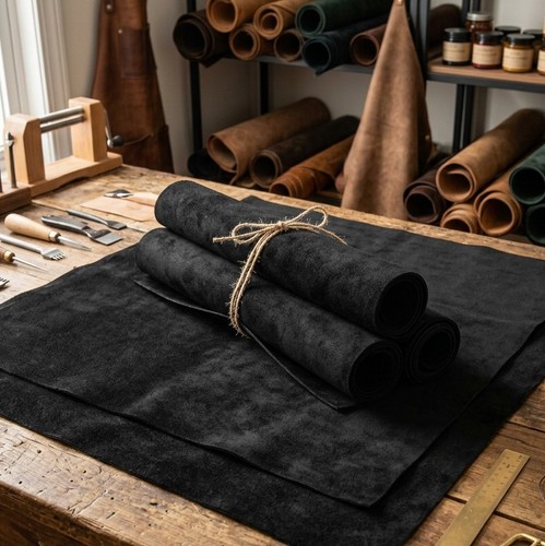 Black suede leather - sheet, |