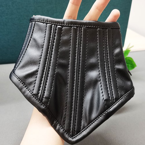 Leather bondage neck collar - pu,