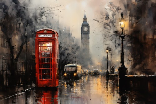 London red phone box - box, street