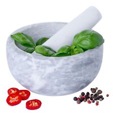 Marble Pestle & Mortar Bowl Grinder Cooking Kitchen Baking Herbs Garlic Salt UK