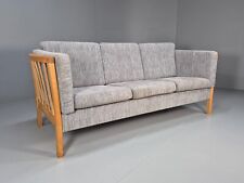 Vintage Danish Three Seat Sofa Grey Fabric Stouby Style Beech Ends  EB9099 M3SS