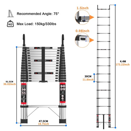 2m telescopic ladder - 6.2m,