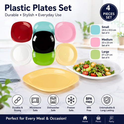 Plastic plates set 4pcs - plastic,