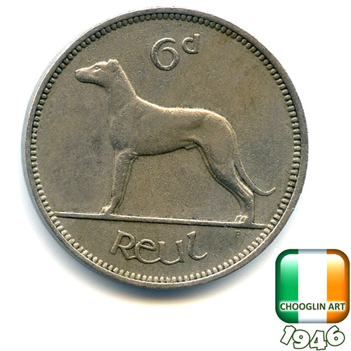 Irish 1946 sixpence - an,