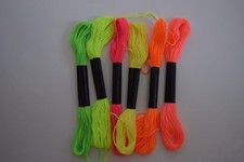 Embroidery Floss / thread x  6,  Neon Shades Orange, Yellow, Pink, Green, Lime