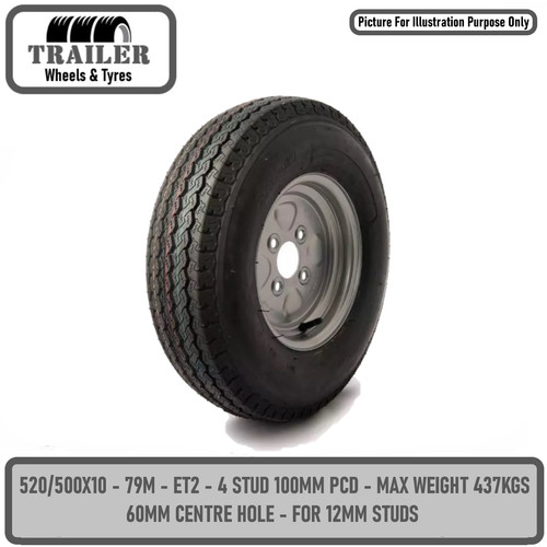 Trailer wheel rim and tyre - wheel,