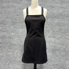 Vintage Chesley Dress Womens Medium Black Square Neck Back Zip Made USA LBD
