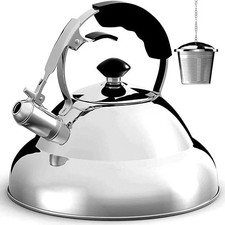 3L Whistling Kettle Stainless Steel Gas Electric Induction Hobs & Tea Strainer