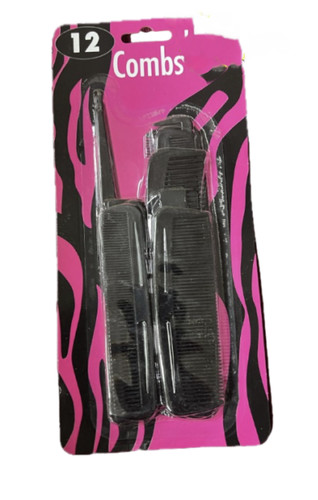 12pc black hair comb set - 12pc,