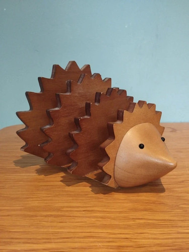 Vintage wooden hedgehog letter - vintage,
