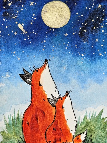 Fox watercolour painting - fox,