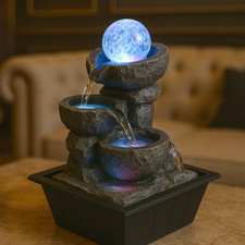 Water Feature Indoor Tabletop LED Fountain Waterfall Home Decor (Crystal Ball)
