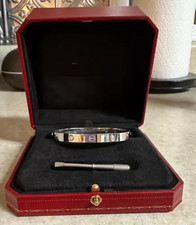 925 Sterling Silver LOVE Bracelet White Gold Color With 4 Diamond & Original Box