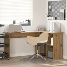 Desk with Shelf with Storage Engineered wood Modern Corner Home Office  vidaXL