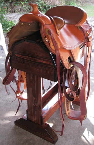 Wood saddle stand red mahogany - wood,