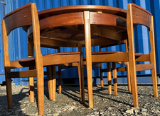 Vintage Retro Spacesaver Mid Century Teak Dining Table 4 Vinyl Chairs Delivery🚚